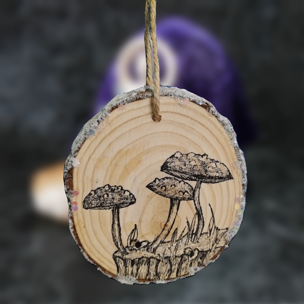 Mono-Chrome Mushroom Wall Art Ornament